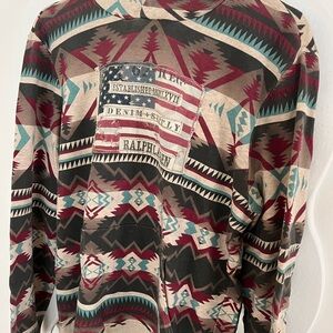 Polo by Ralph Lauren Aztec Pattern Sweatshirt with Flag Patch